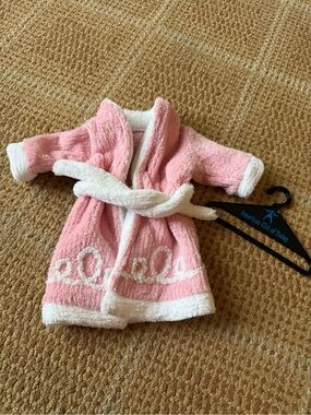 American Girl Doll Pink Plush Doll Bathrobe with White Trim